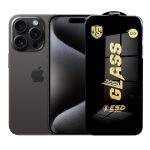 iPhone 15 Pro Folie de Protectie,  Sticla Securizata ESD, Margini Negre, Rezistenta la Zgirieturi, Antistatica, 0.35 mm, Transparenta