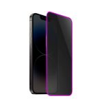 Folie de Sticla Securizata pentru Apple iPhone 15,  Luminous, Margine Fosforescenta Neon din Silicon, Mat, Anti-Amprenta, Protectie Completa, 9H, Violet