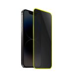 Folie de Sticla Securizata pentru Apple iPhone 15 Pro Max,  Luminous, Margine Fosforescenta Neon din Silicon, Mat, Anti-Amprenta, Protectie Completa, 9H, Galben