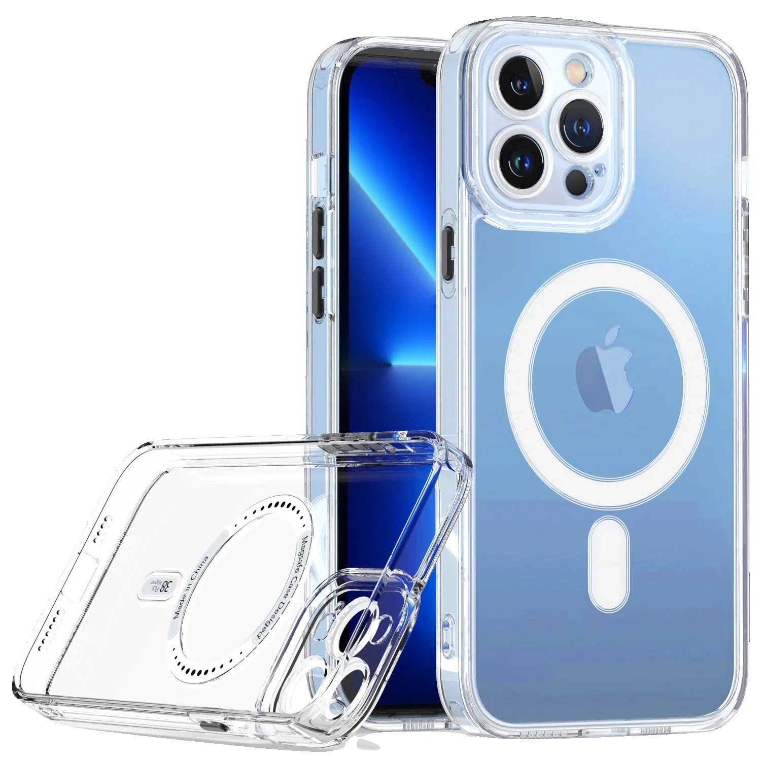 full-tpu-high-permeability-fine-hole-magnetic-shell-pentru-ip13-6-1-transparenta-main-6363a4a3ba1c1 Husa protectie pentru iPhone 13 Mag Safe, 2 in 1 incarcare si magnet, Silicone, Transparenta - imagine 1