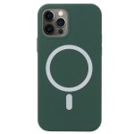 Husa MagSafe liquid large hole magnetic shell pentru Apple iPhone 11, Full Cover, Liquid Silicone, Magnetica, Incarcare Wireless,  Verde