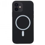 Husa MagSafe liquid large hole magnetic shell pentru Apple iPhone 14 Pro, Full Cover, Liquid Silicone, Magnetica, Incarcare Wireless, , Negru