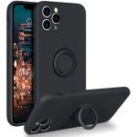 Husa protectie  compatibila cu Apple iPhone 11 Pro Liquid Silicone Ring cu suport rotativ Negru