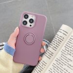 Husa protectie  compatibila cu Apple iPhone 13 Pro Liquid Silicone Ring cu suport rotativ Mov - imagine 2