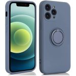 Husa protectie  compatibila cu Apple iPhone 13 Pro Max Liquid Silicone Ring cu suport rotativ Albastru deschis