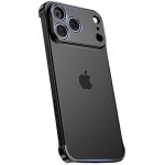 Carcasa de Telefon,  Compatibila Apple iPhone 17 Pro, Fara Rama, doar Colturi si Camera, din Metal, Grosime 0.1 mm, Negru