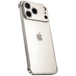 Carcasa de Telefon,  Compatibila Apple iPhone 17 Pro Max, Fara Rama, doar Colturi si Camera, din Metal, Grosime 0.1 mm, Gri Titanium