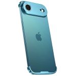 Carcasa de Telefon,  Compatibila Apple iPhone 17 Air, Fara Rama, doar Colturi si Camera, din Metal, Grosime 0.1 mm, Albastru