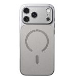 Carcasa Magnetica Mata,  Compatibila iPhone 17 Air, din TPU/PC si Piele Ecologica, Argintiu