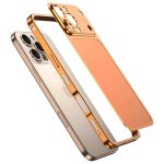 Carcasa Metalica,  Compatibila Apple iPhone 15 Pro Max, Creeaza Aspect de iPhone 17 Pro Max, Unibody Mat, Rezistenta la Zgarieturi, Portocaliu