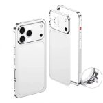 Carcasa Metalica,  Compatibila Apple iPhone 14 Pro, Creeaza Aspect de iPhone 17 Pro, Unibody Mat, Rezistenta la Zgarieturi, Argintiu