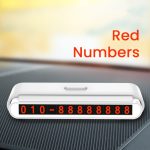 Suport Numar de Telefon pentru Parcare Auto,  Suport pentru Numarul de telefon, Banda glisanta pentru Ascundere, Banda Adeziva Inclusa, 120 x 48 x 24 mm, Cifre Rosii, Gri deschis - imagine 2