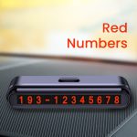 Suport Numar de Telefon pentru Parcare Auto,  Suport pentru Numarul de telefon, Banda glisanta pentru Ascundere, Banda Adeziva Inclusa, 120 x 48 x 24 mm, Cifre Rosii, Negru - imagine 2