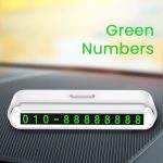 Suport Numar de Telefon pentru Parcare Auto,  Suport pentru Numarul de telefon, Banda glisanta pentru Ascundere, Banda Adeziva Inclusa, 120 x 48 x 24 mm, Cifre Verzi, Alb - imagine 2